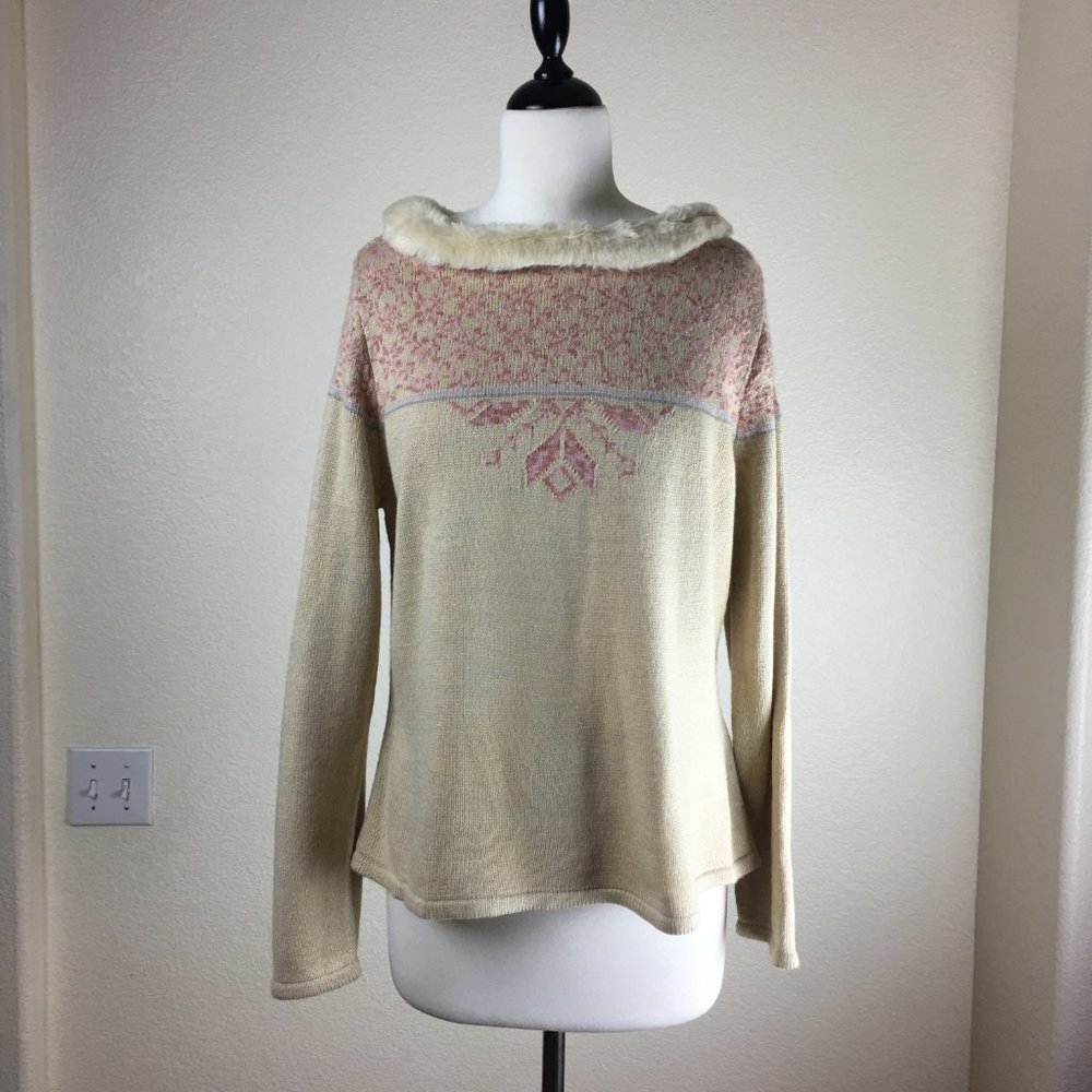 Norton McNautghton Faux Fur Trimmed Sweater